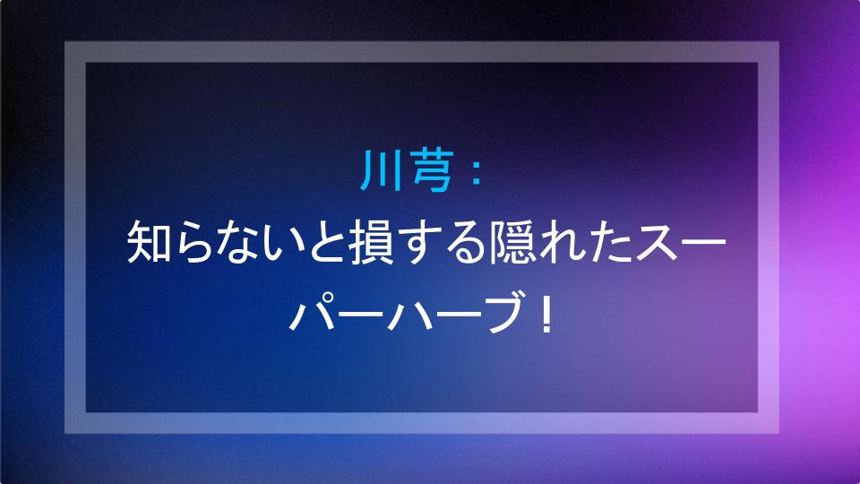 川芎：知らないと損する隠れたスーパーハーブ！