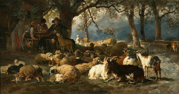 A Shepherd with his Cattle Resting at Noon 1874
