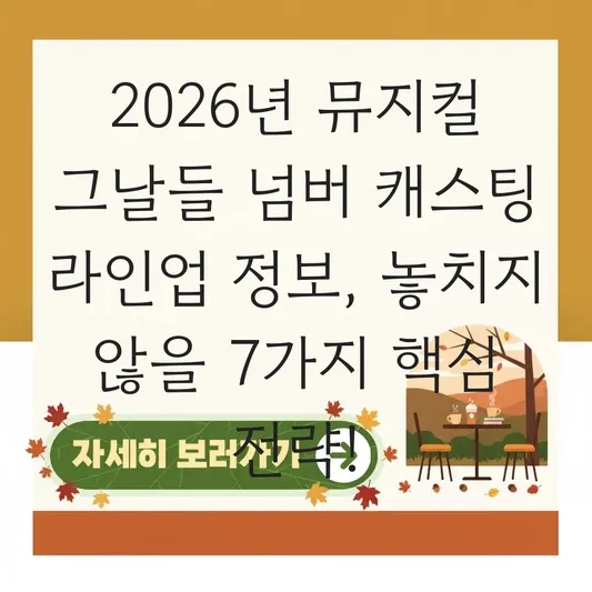 뮤지컬 그날들 넘버 캐스팅 라인업 정보