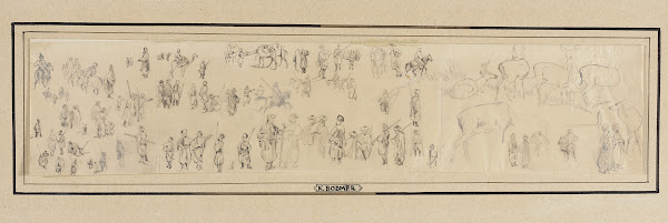 Sheet of Figure and Animal Studies 19th century