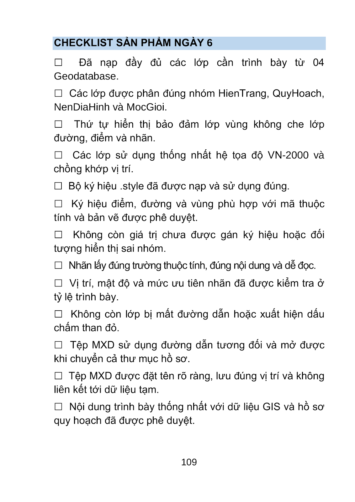 Hình ảnh checklist trong sách