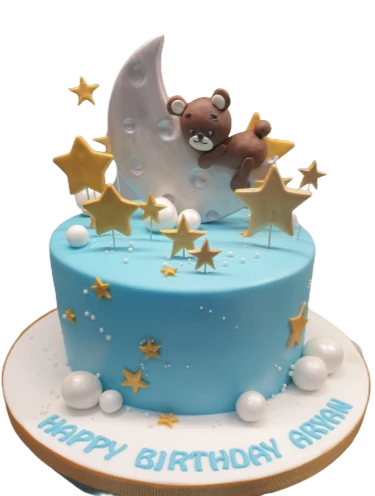Moon & Stars Teddy Bear Birthday Cake CB-NC377