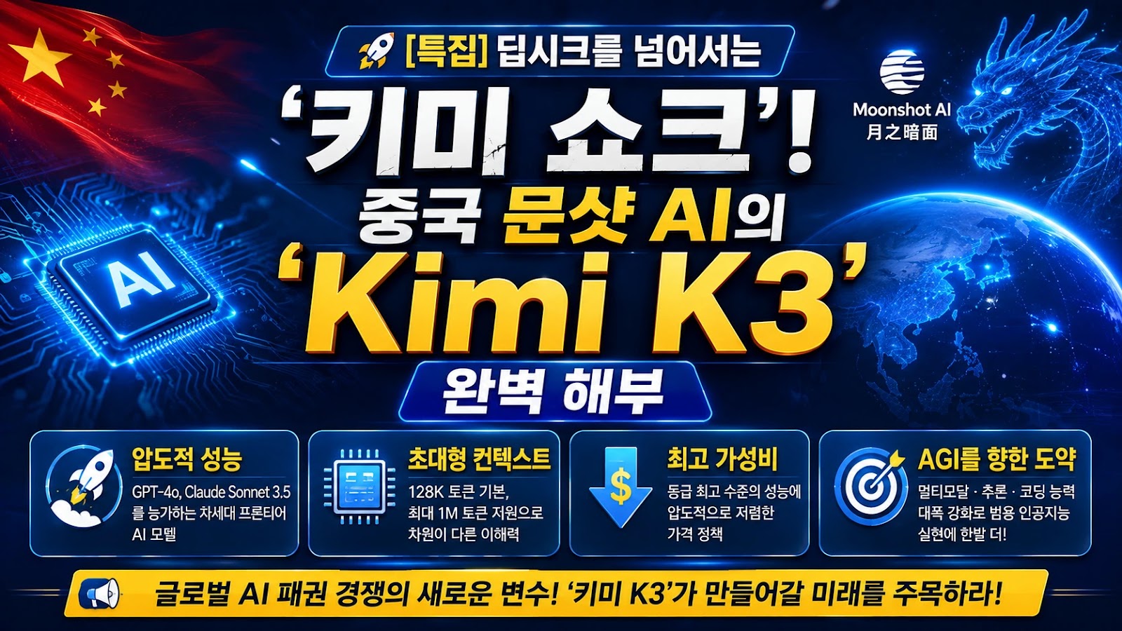 🚀 [특집] 딥시크를 넘어서는 ‘키미 쇼크’! 중국 문샷 AI의 ‘Kimi K3’ 완벽 해부