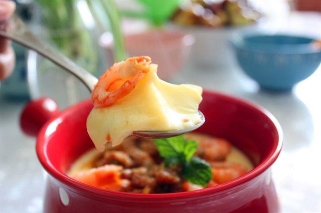 Trứng Hấp Tôm Tươi