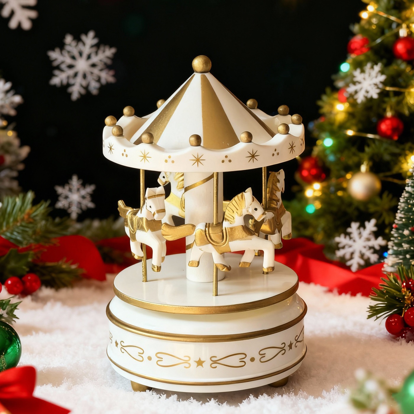 Classic Wooden Carousel Music Box