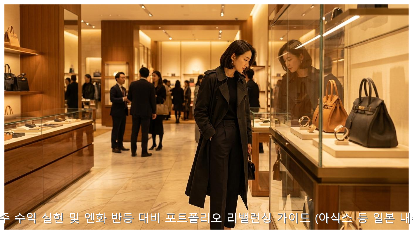 엔저 수혜주 수익 실현 및 엔화 반등 대비 포트폴리오 리밸런싱 가이드 (아식스 등 일본 내수주 중심) 핵심 안내 및 분석 인포그래픽 (6)