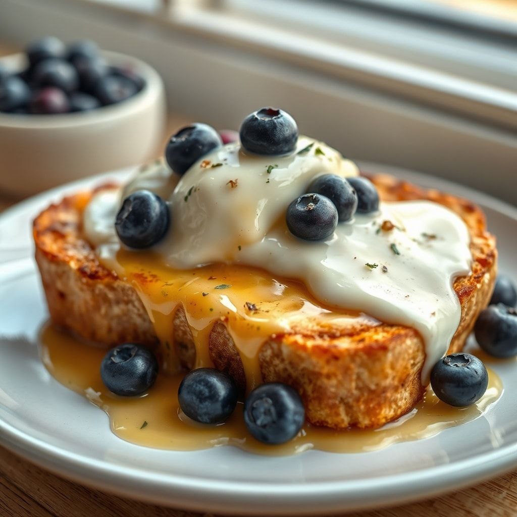 Blueberry Brioche French Toast with Creamy Topping – Easy Weekend Brunch