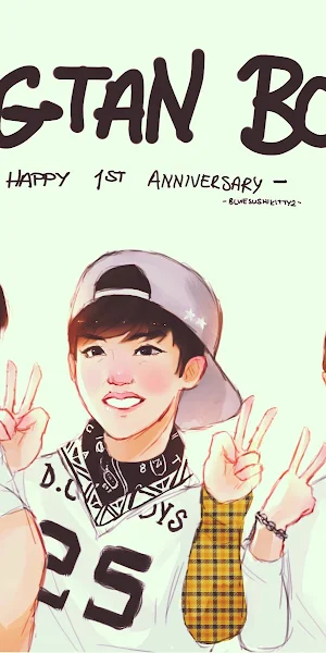 BTS, Bang Tan, K-pop, Anniversary, Fan Art 2K Wallpaper Background