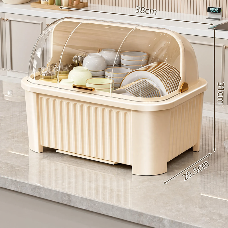 Plastic dish rack with a shelf