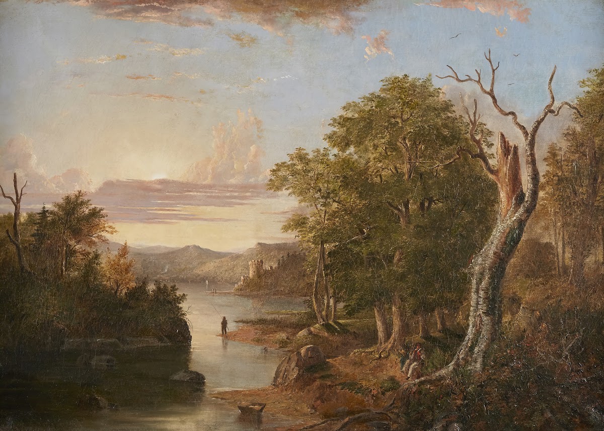 Extensive Landscape Along the Hudson River with a Castle in the Distance
