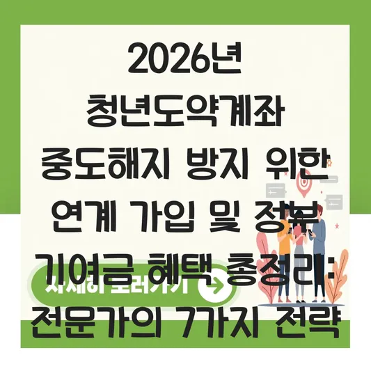 2026년 청년도약계좌 중도해지 방지 위한 연계 가입 및 정부 기여금 혜택 총정리 대표 이미지
