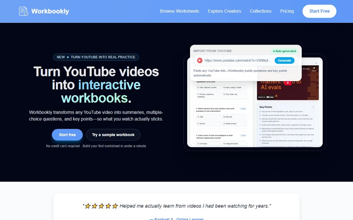 Captura de Workbookly