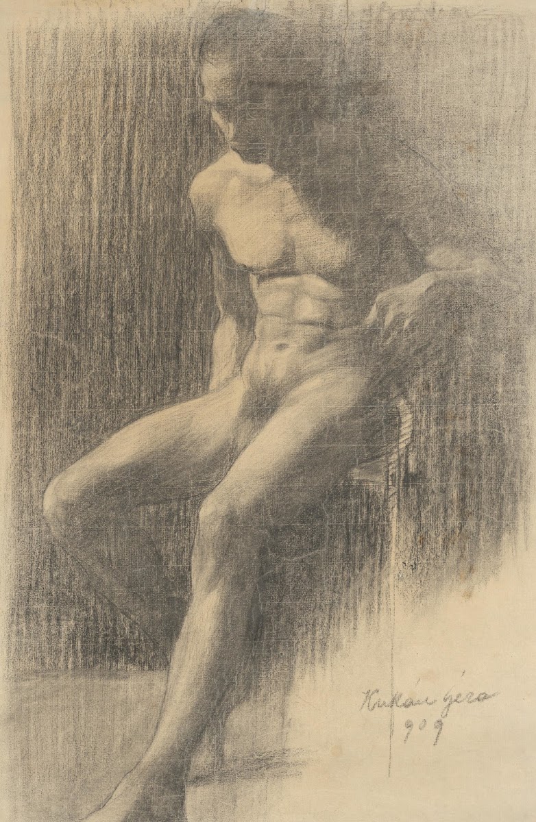 Štúdia sediaceho muža 1909