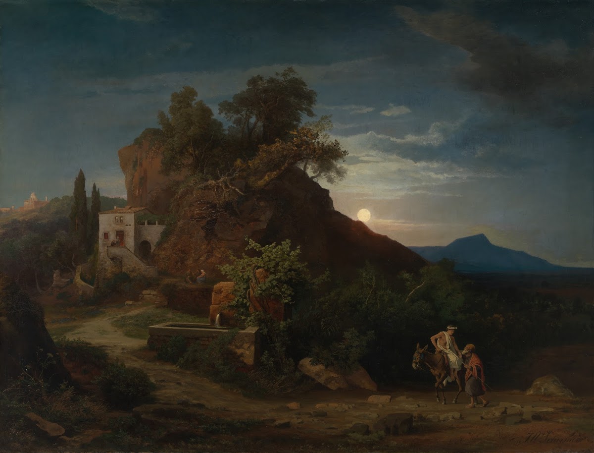 Die Nacht Die Ankunft des Samariters mit dem Verletzten in der Herberge 1857