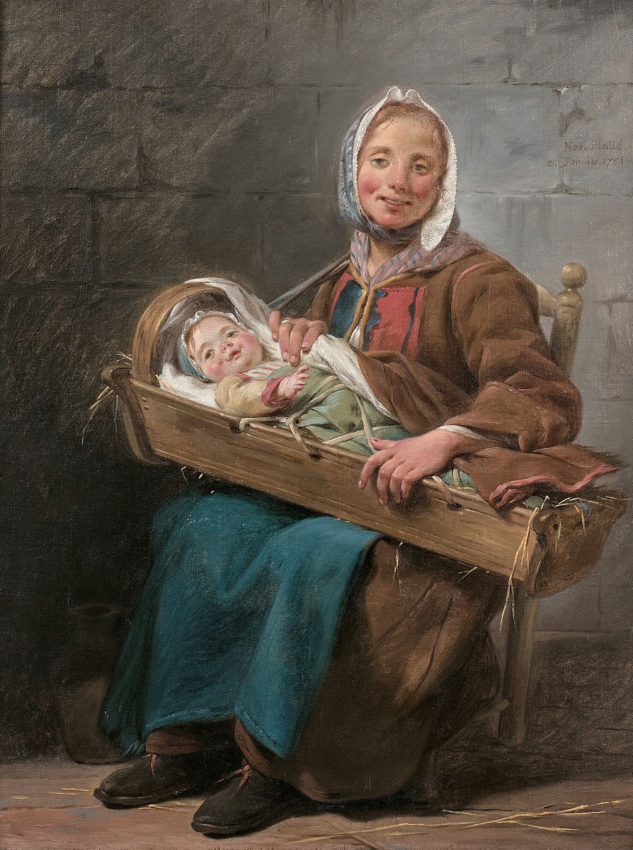 Une Savoyarde portrait de Geneviève Lorry épouse du peintre tenant son fils Jean