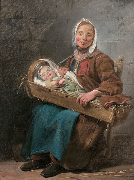 Une Savoyarde portrait de Geneviève Lorry épouse du peintre tenant son fils Jean