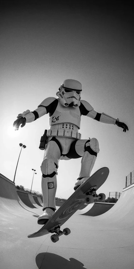 Stormtrooper Skateboarding At Skatepark Full HD iPhone Phone Wallpaper