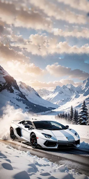 Lamborghini, Aventador, Winter, Snow Full HD iPhone Wallpaper Background