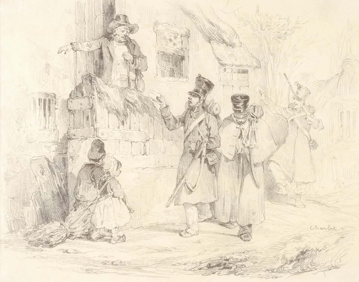 Three Soldiers Arriving at their Quarters 19th century