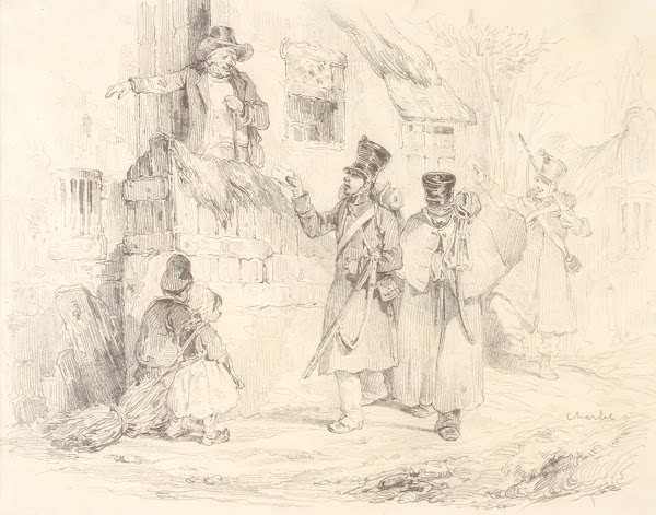 Three Soldiers Arriving at their Quarters 19th century