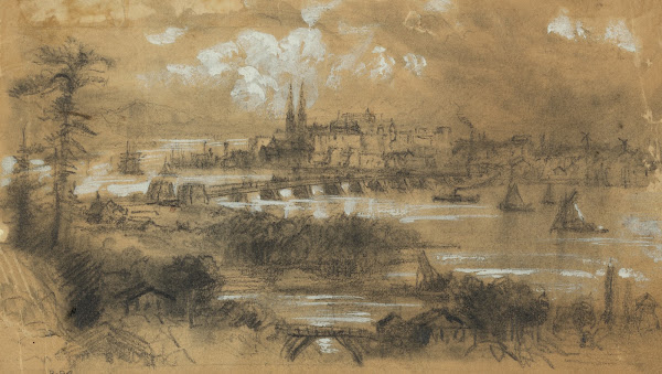 Cityscape with river 1860 1865