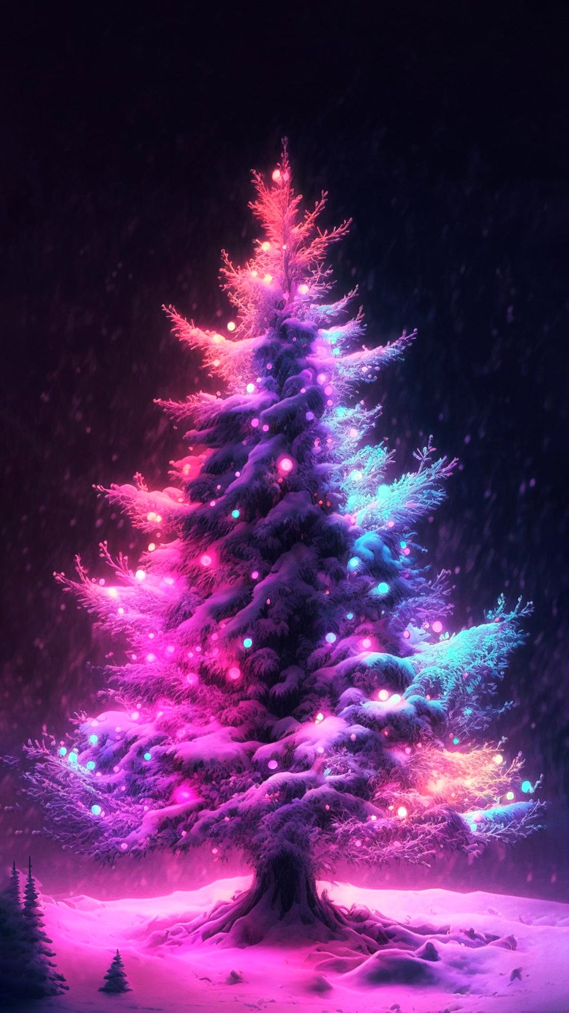 Christmas Tree, Colorful, Render, Ai Art Full HD iPhone Wallpaper