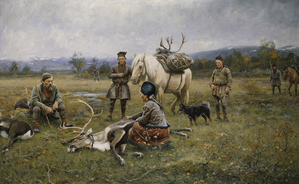 Sami Collecting Reindeer which have Been Shot 1892