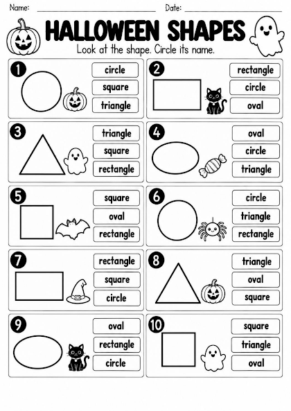 Halloween Shapes Worksheet