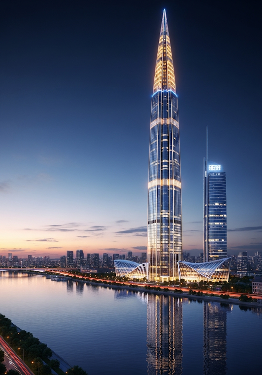 Futuristic City Skyscraper at Dusk