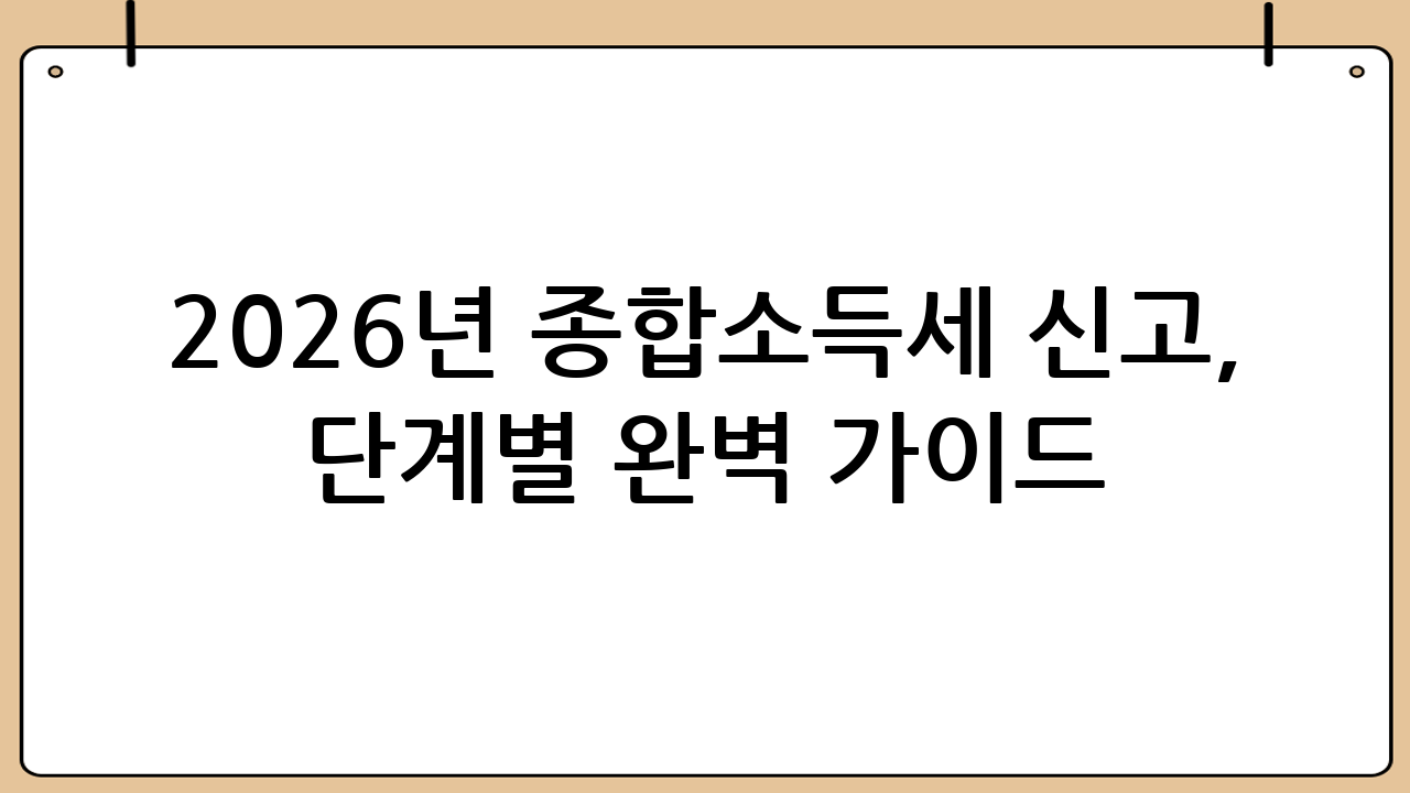 2026년 종합소득세 신고, 단계별 완벽 가이드