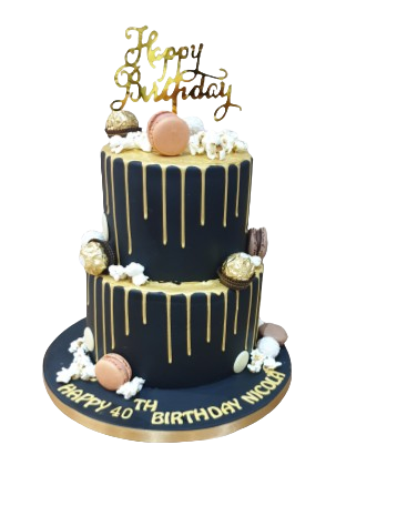 Gold & Black 40th Birthday Cake CB-NC476