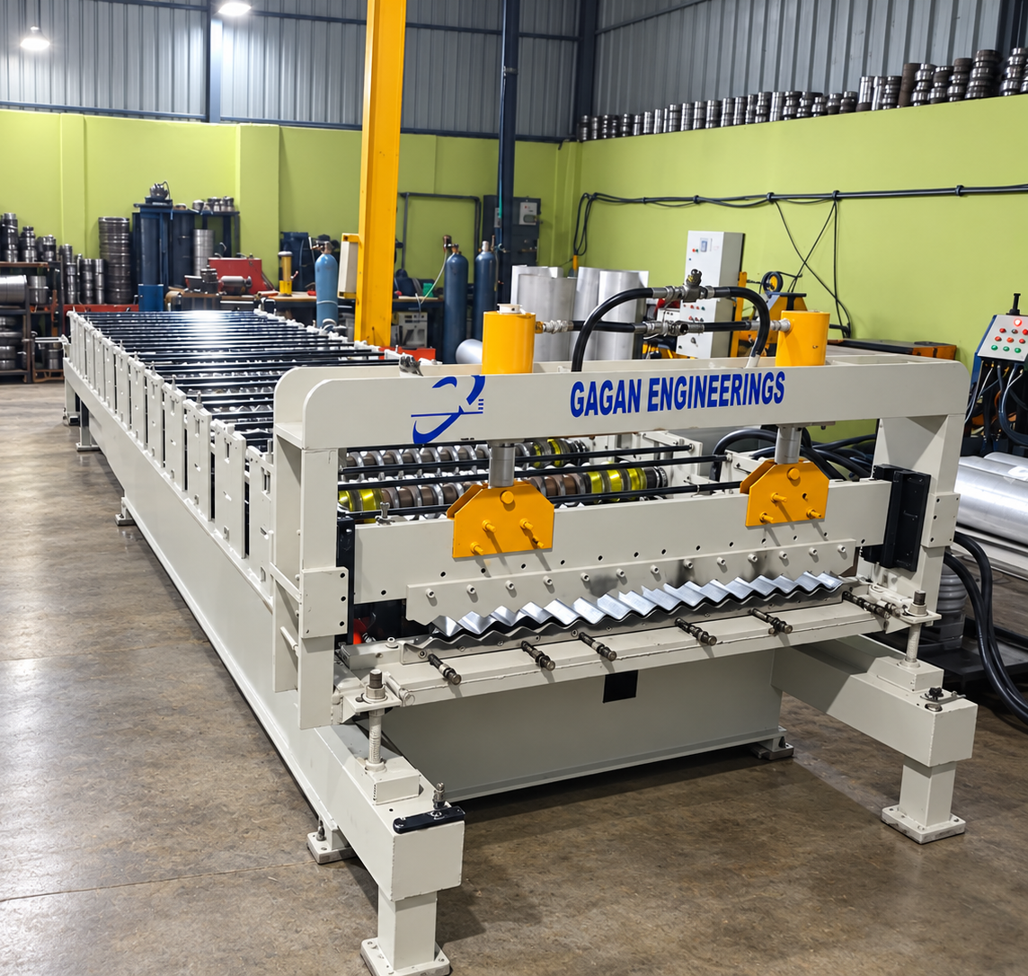 Corrugated GC Roofing Sheet Making Machine manufactured by Gagan Engineering Works Khopoli Maharashtra India