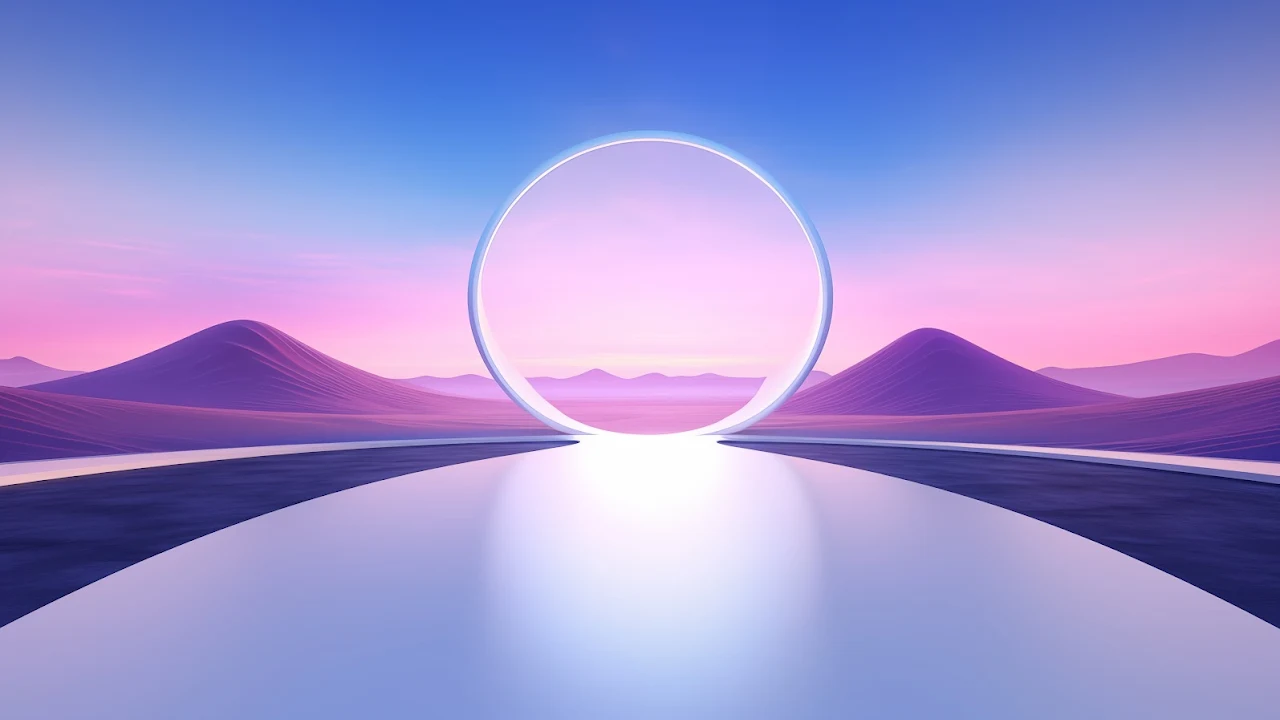 Ai Art, Minimalism, Landscape, Circle, Pastel 5K Desktop Wallpaper