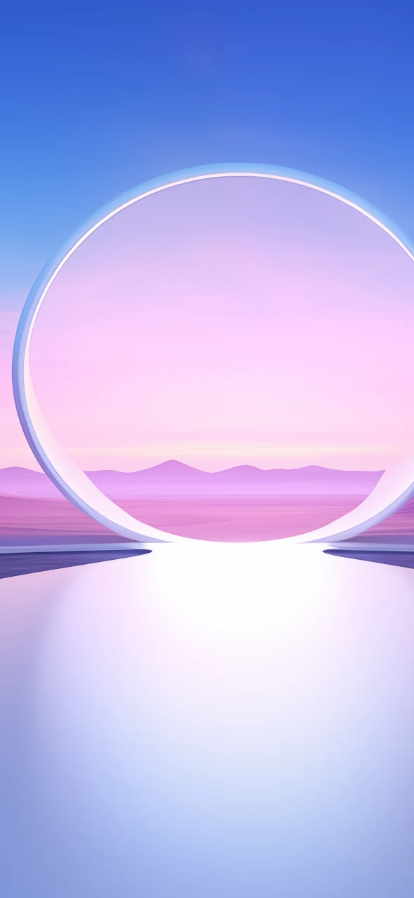 Ai Art, Minimalism, Landscape, Circle, Pastel 5K Phone Wallpaper