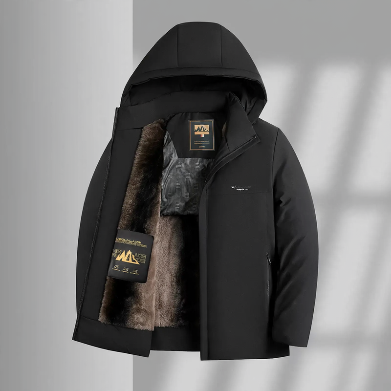 Insulated men's winter jacket with detachable collar