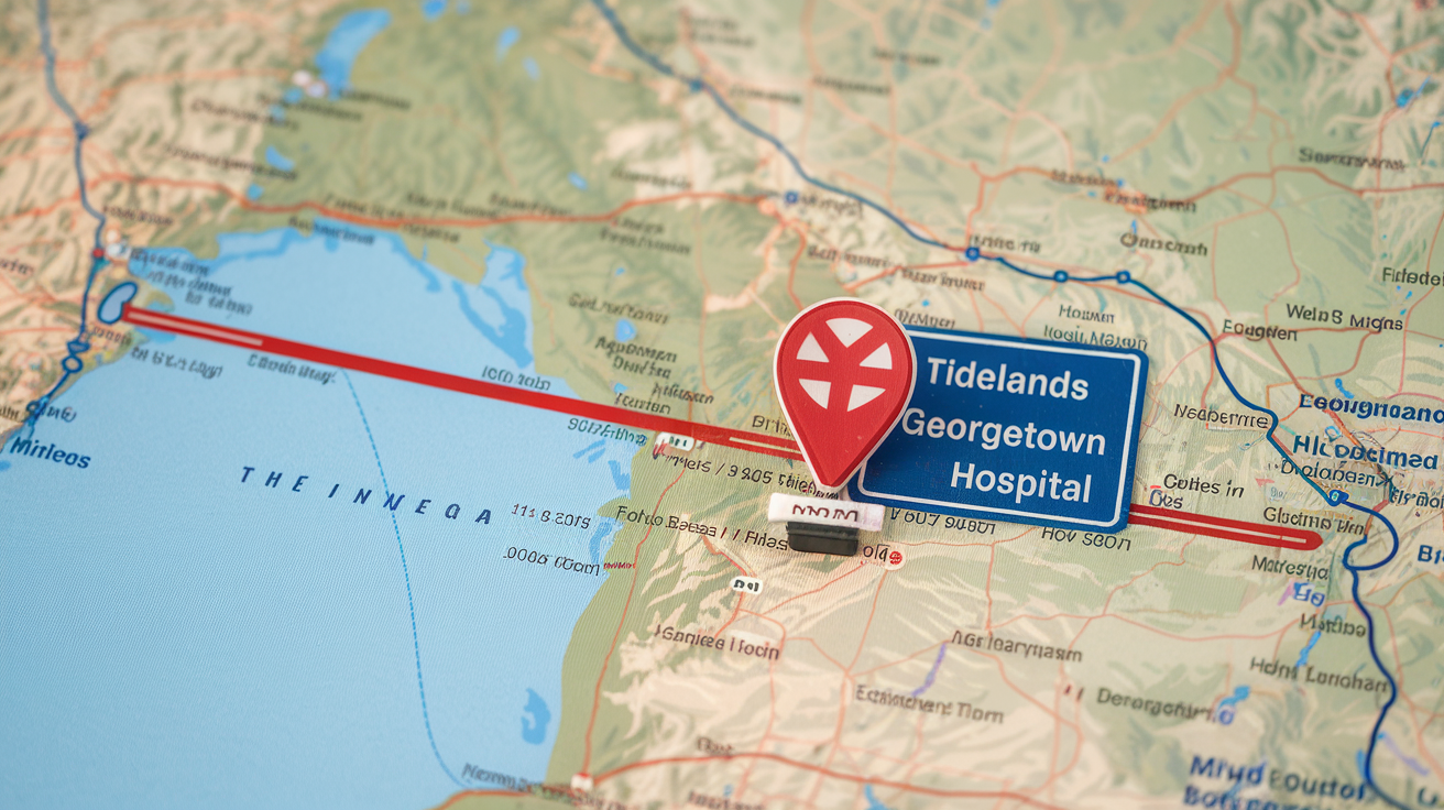 Distance from Myrtle Beach, SC to Tidelands Georgetown Hospital