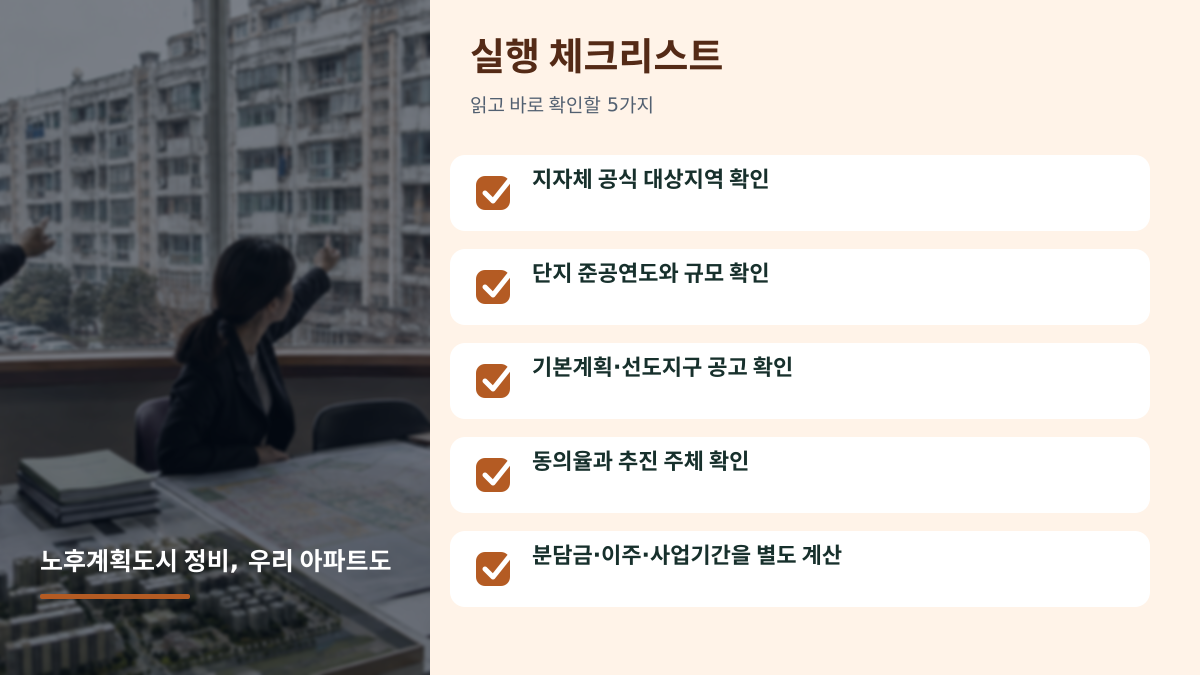 노후계획도시 정비 절차가 빨라지면 우리 아파트도 해당될까요? - 글 전용 체크리스트