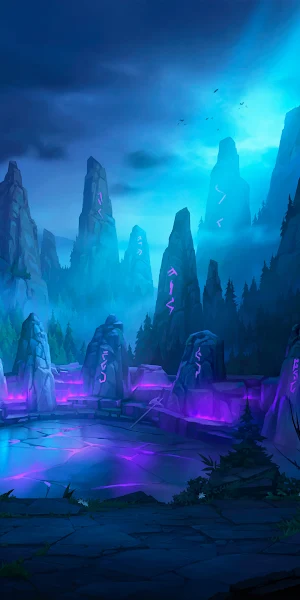 Fantasy Landscape, Mystical, Runes, Night Scene 4K Wallpaper Background