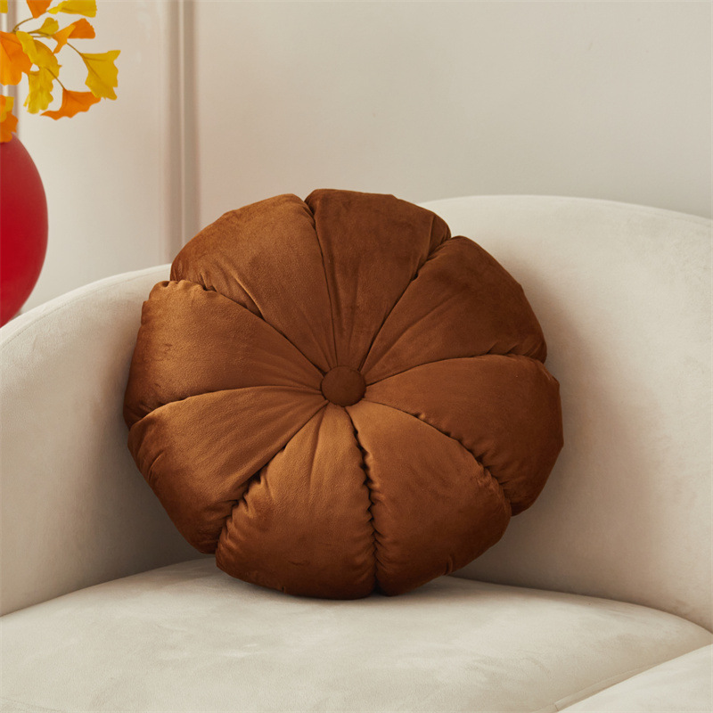 Rundes Flausch-Sitzkissen mit Faltendesign, 35×35 cm