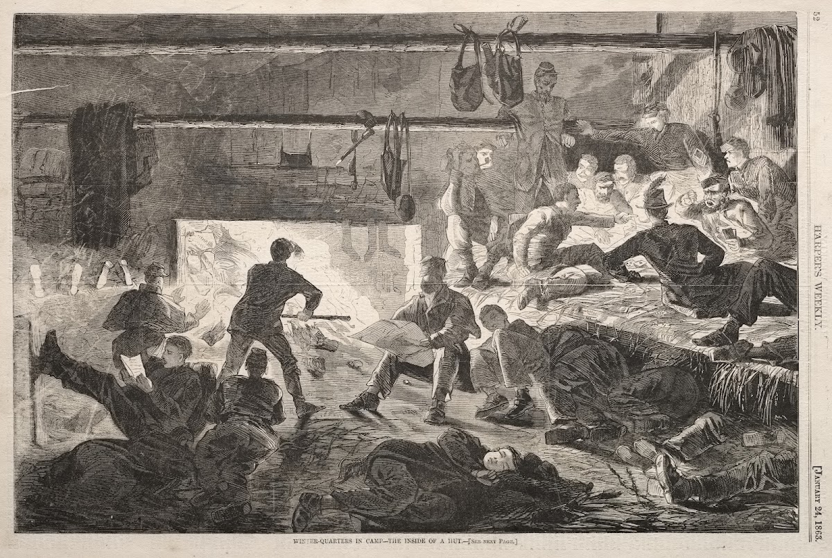 Winter Quarters in Camp  The Inside of a Hut 1863