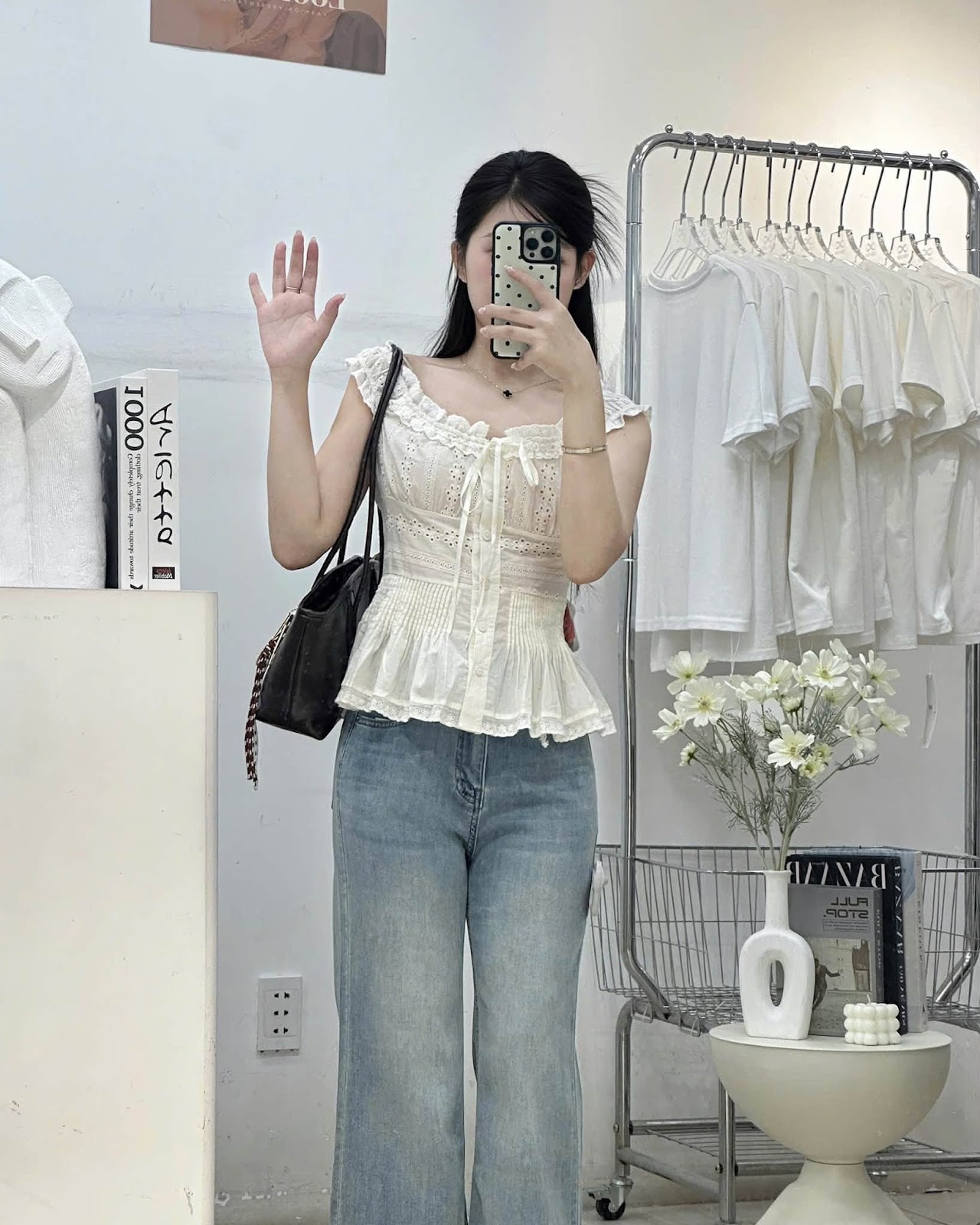 Aó kiểu vải xô sát nách viền bèo buộc dây XONXEN SHOP 805282 – Image 2