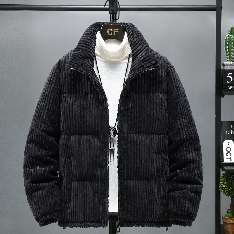 Men's Winter Jacket, Corduroy, Stand Collar, Lined