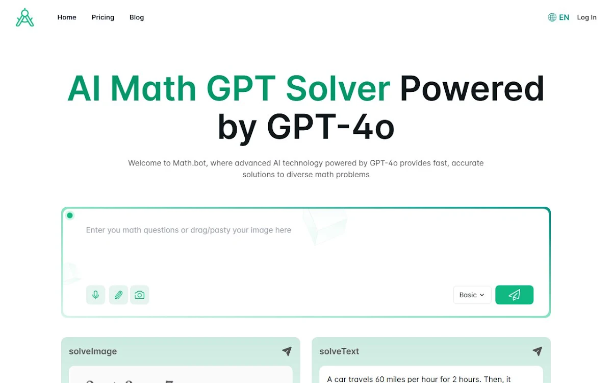 Captura de AI Math GPT Solver Online Powered by GPT-4o | Math Bot