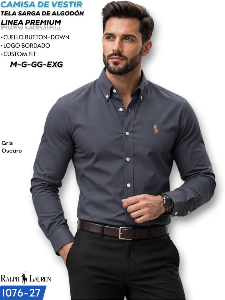 Camisa de Vestir Manga Larga Sarga Algodón
