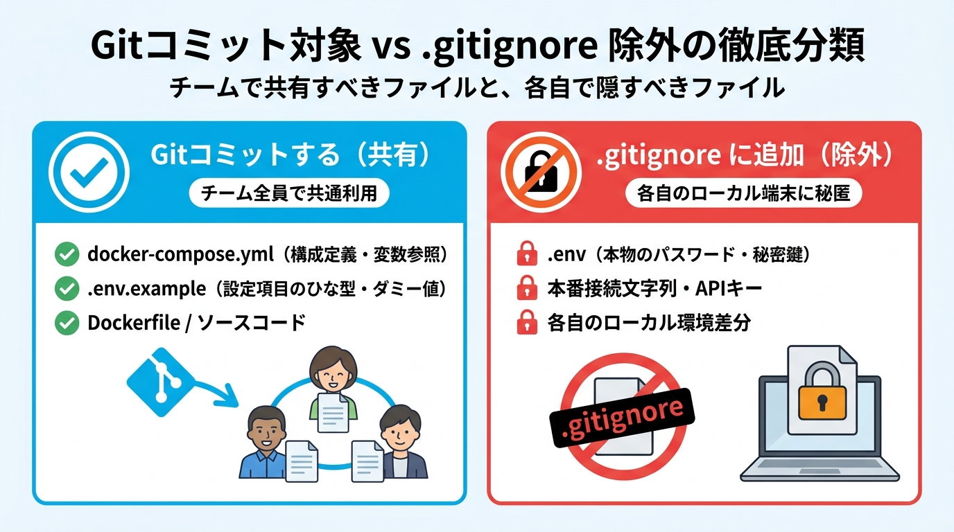 Gitコミット対象 vs .gitignore 除外の徹底分類