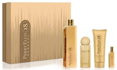 ESTUCHE PERRY ELLIS 18 SENSUAL MUJER 4PZS 100ML EDP + 7.5ML EDP + SPLASH + GEL DE BAÑO