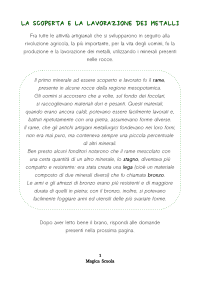 Anteprima della prima pagina: La scoperta e la lavorazione dei metalli