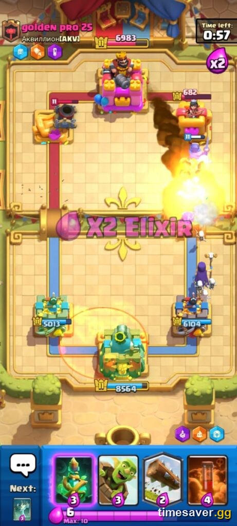 Clash Royale C.H.A.O.S mode gameplay with modified troops in the arena