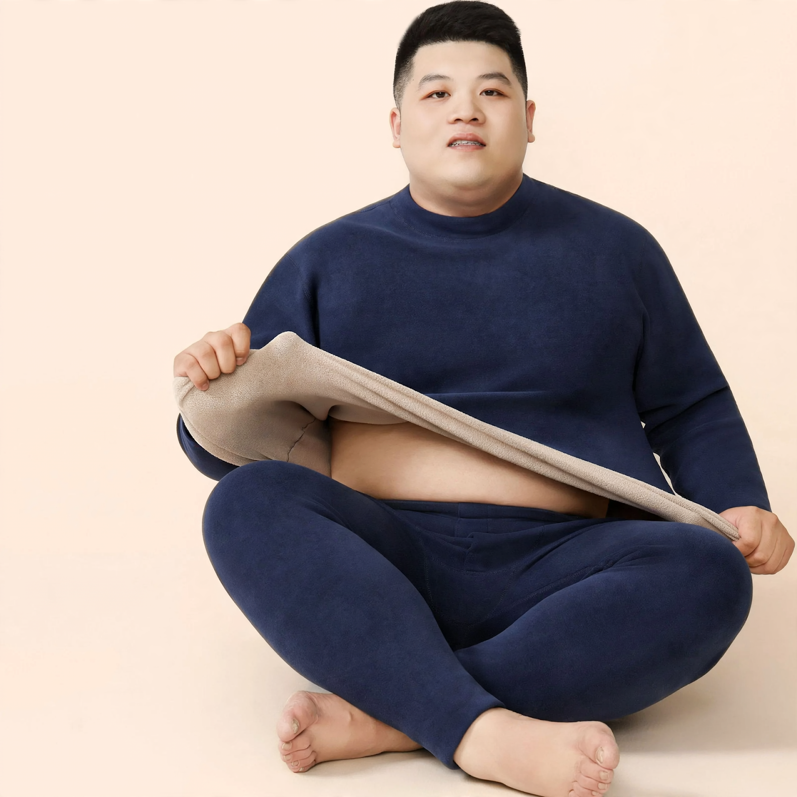 Thermal underwear set with lamb fleece, large sizes