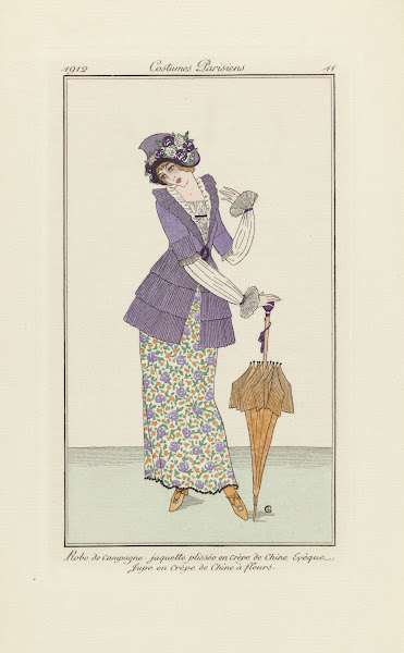 Robe de campagne jaquette plissée en Crêpe de Chin 1912